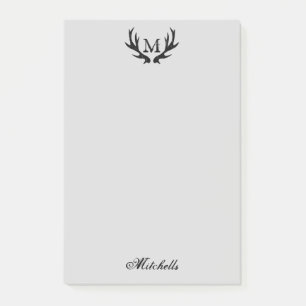 Personalisiertes Monogramm Vintage-Hirschgeweih-Lo Post-it Klebezettel