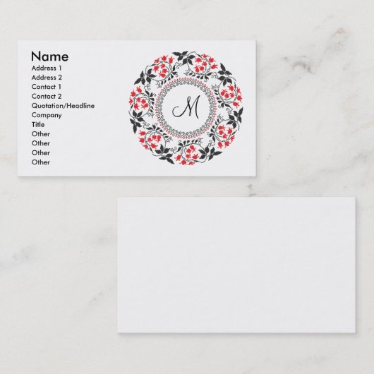 Personalisiertes Monogramm Visitenkarte (Vorne/Hinten)