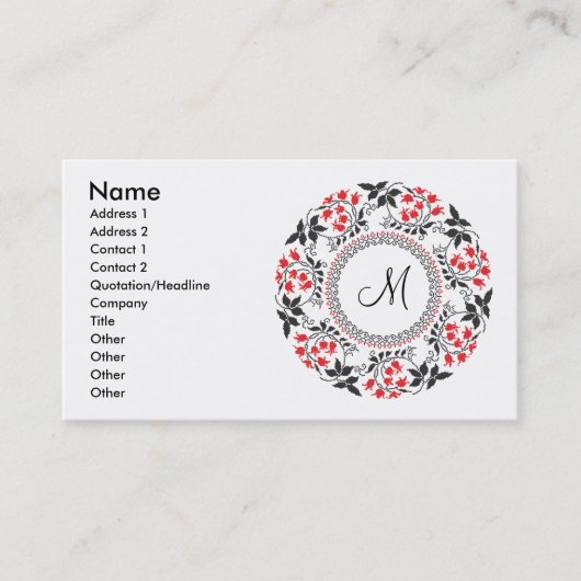 Personalisiertes Monogramm Visitenkarte (Vorderseite)