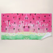 Personalisiertes Monogramm Wasser-Farbwassermelone Strandtuch (Vorderseite)