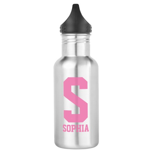 Personalisiertes Monogramm Wasser Flasche | Sportg Edelstahlflasche (Links)
