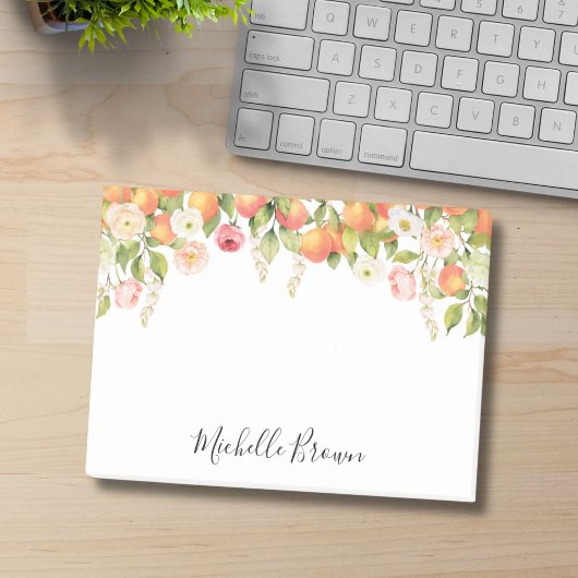Personalisiertes Monogramm Wasserfarbe Orange Eleg Post-it Klebezettel