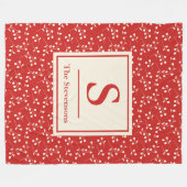 Personalisiertes Monogramm Weihnachtsfest Rote Blü Fleecedecke (Vorderseite (Horizontal))