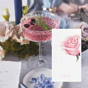 Personalisiertes Monogramm, weiß, elegant, rosa Serviette
