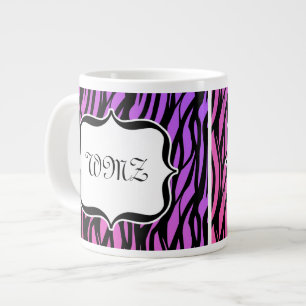 Personalisiertes Monogramm Wild Zebra Print Lila Jumbo-Tasse