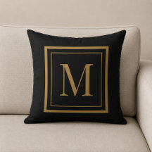 Personalisiertes Monogramm-Wurfkissen mit schwarze
