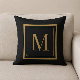 Personalisiertes Monogramm-Wurfkissen mit schwarze Kissen
