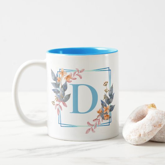 Personalisiertes Monogramm Zweifarbige Tasse (Mit Donut)