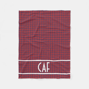 Personalisiertes monogrammfarbenes Rot und Blau Ka Fleecedecke