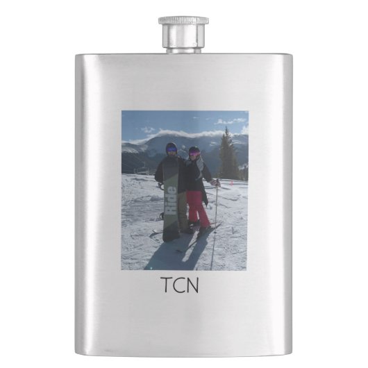 Personalisiertes monogrammiertes Foto Flachmann (Vorderseite)
