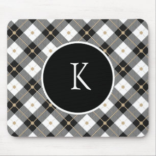 Personalisiertes monogrammiertes Schwarz Weiß Gold Mousepad