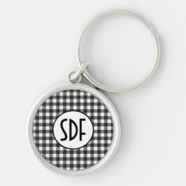 Personalisiertes monogrammiertes Schwarz-Weiß-Karo Schlüsselanhänger