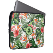 Personalisiertes monogrammiertes tropisches Muster Laptopschutzhülle (Vorne Rechts)