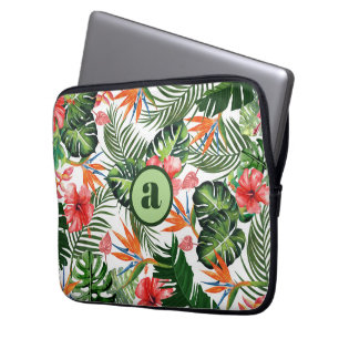Personalisiertes monogrammiertes tropisches Muster Laptopschutzhülle