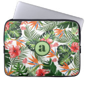 Personalisiertes monogrammiertes tropisches Muster Laptopschutzhülle (Vorderseite)