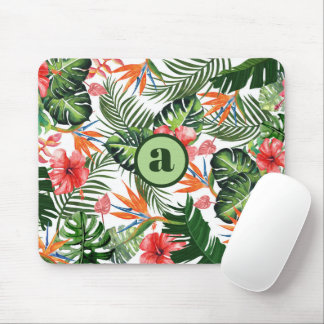 Personalisiertes monogrammiertes tropisches Muster Mousepad