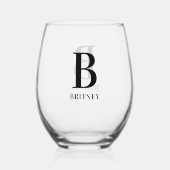 Personalisiertes Monogrammschwarz Weinglas Ohne Stiel (Rückseite)