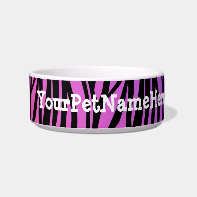 Personalisiertes Monogrammwilder Zebra-Druck lila Napf (Links)