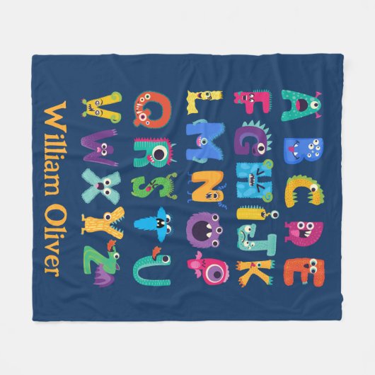 Personalisiertes Monster ABC Albern Alphabet Monst Fleecedecke (Vorderseite (Horizontal))