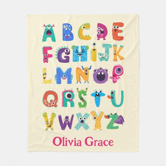 Personalisiertes Monster ABC Albern Alphabet Monst Fleecedecke (Vorderseite)