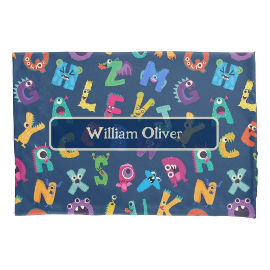 Personalisiertes Monster ABC Albern Alphabet Monst Kissenbezug (Vorderseite)