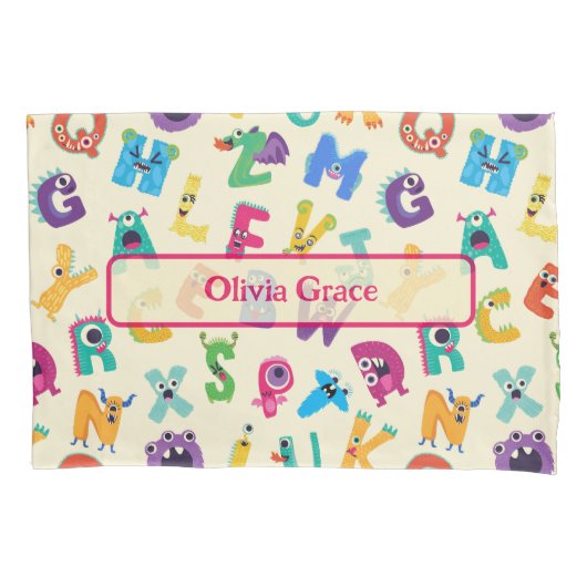 Personalisiertes Monster ABC Albern Alphabet Monst Kissenbezug (Vorderseite)