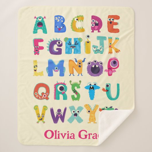 Personalisiertes Monster ABC Albern Alphabet Monst Sherpadecke (Vorderseite)