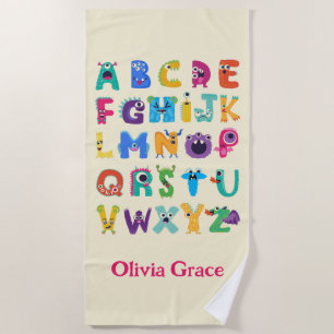 Personalisiertes Monster ABC Albern Alphabet Monst Strandtuch