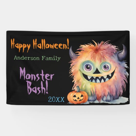 Personalisiertes Monster-Bash-Halloween-Party Banner (Horizontal)