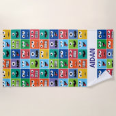 Personalisiertes Monster-Gesichts-Muster-bunte Strandtuch (Vorderseite)