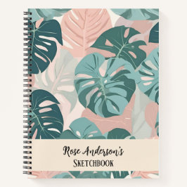 Personalisiertes Monstera Muster Sketchbook Notizblock