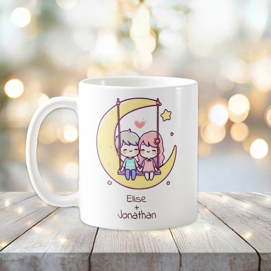 Personalisiertes Moon Swing Couple im Chibi-Stil Kaffeetasse