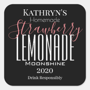 Personalisiertes Moonshine-Label "Strawberry Lemon Quadratischer Aufkleber