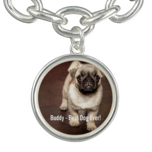Personalisiertes Mops-HundeFoto und Ihr Charm Armband
