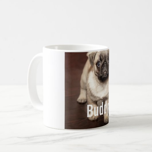 Personalisiertes Mops-HundeFoto und Ihr Kaffeetasse (Vorderseite Links)