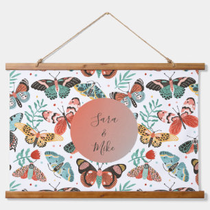 Personalisiertes Moth Butterfly Muster Wandteppich Mit Holzrahmen