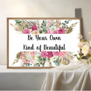 Personalisiertes Motivationszitat Rosa Floral  Poster