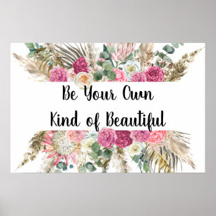 Personalisiertes Motivationszitat Rosa Floral  Poster