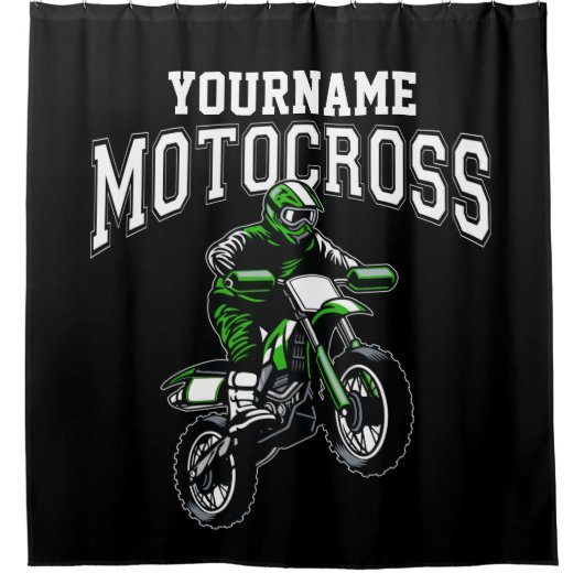 Personalisiertes Motocross Dirt Bike Racing Duschvorhang (Vorderseite)