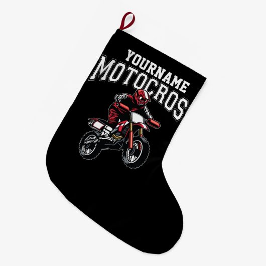 Personalisiertes Motocross Dirt Bike Racing Großer Weihnachtsstrumpf (Vorderansicht (hängend))