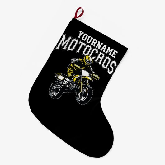 Personalisiertes Motocross Dirt Bike Racing Großer Weihnachtsstrumpf (Vorderansicht (hängend))