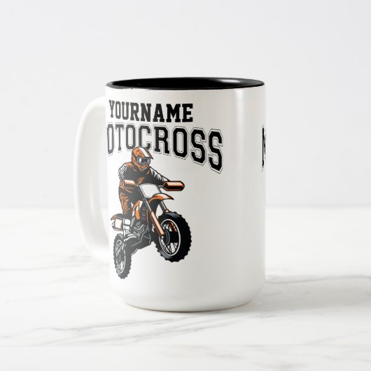 Personalisiertes Motocross Dirt Bike Racing Zweifarbige Tasse (Vorderseite Links)