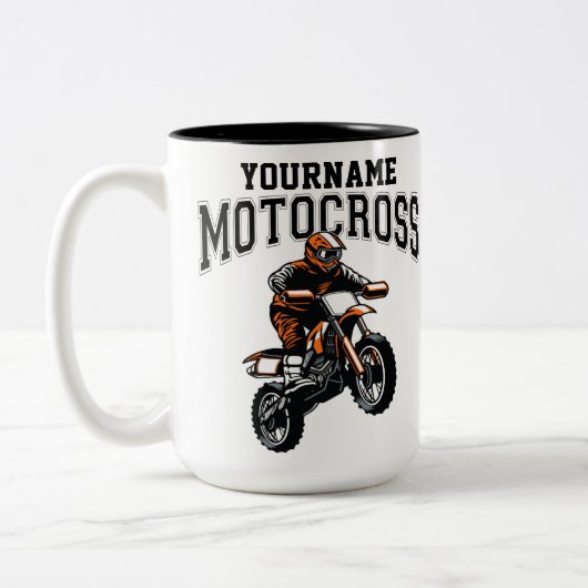 Personalisiertes Motocross Dirt Bike Racing Zweifarbige Tasse (Links)