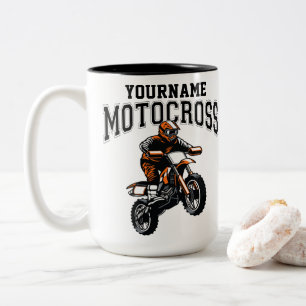 Personalisiertes Motocross Dirt Bike Rider Racing  Zweifarbige Tasse