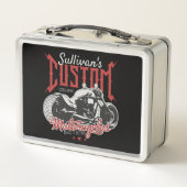 Personalisiertes Motorrad Big Bad Biker Garage Metall Brotdose (Rückseite)