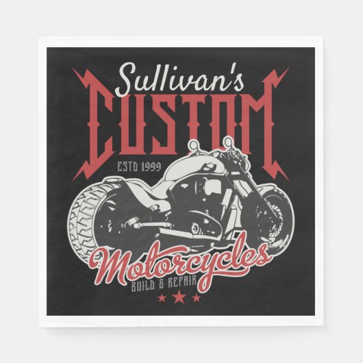 Personalisiertes Motorrad Big Bad Biker Garage Serviette (Vorderseite)