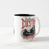 Personalisiertes Motorrad Big Bad Biker Garage Zweifarbige Tasse (VorderseiteRechts)