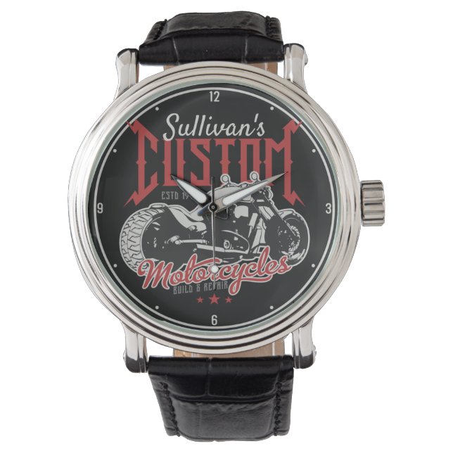 Personalisiertes Motorrad Big Boy Biker Garage Armbanduhr (Vorderseite)