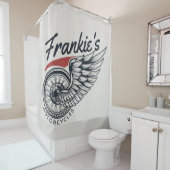 Personalisiertes Motorrad-Fliegerradgeschäft Duschvorhang (Beispiel)