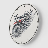Personalisiertes Motorrad-Fliegerradgeschäft Große Wanduhr (Winkel)